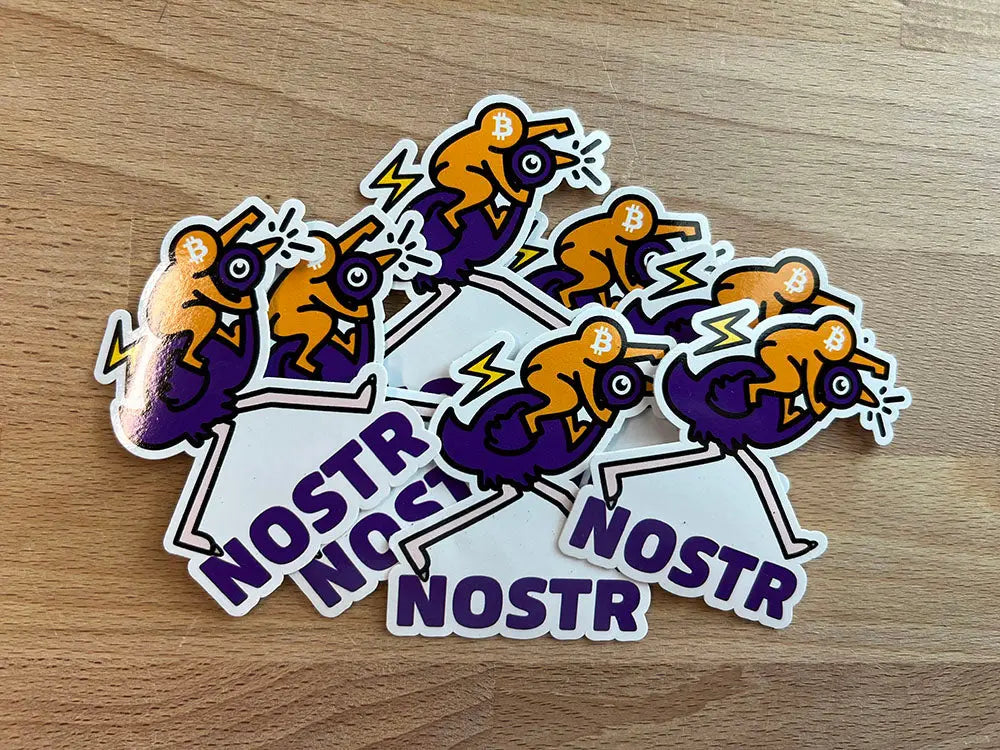 BitPopArt - NOSTR Pop & Ostrich Sticker - Bitcoin Sticker