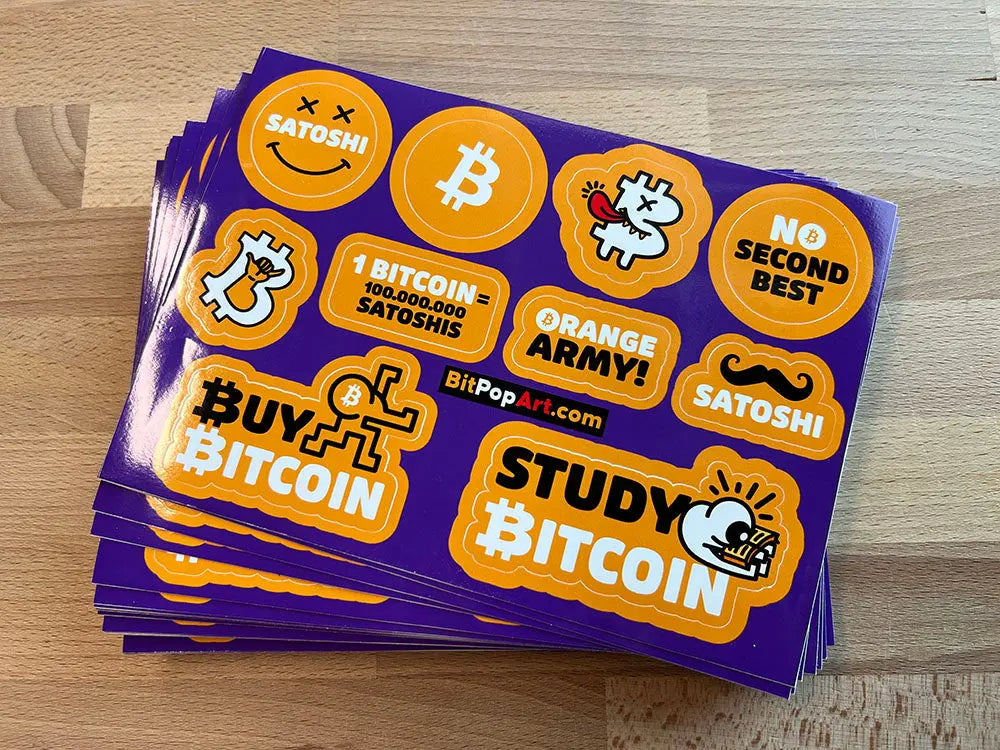 BitPopArt - Bitcoin PopArt Sticker Sheet - 10 Bitcoin Stickers