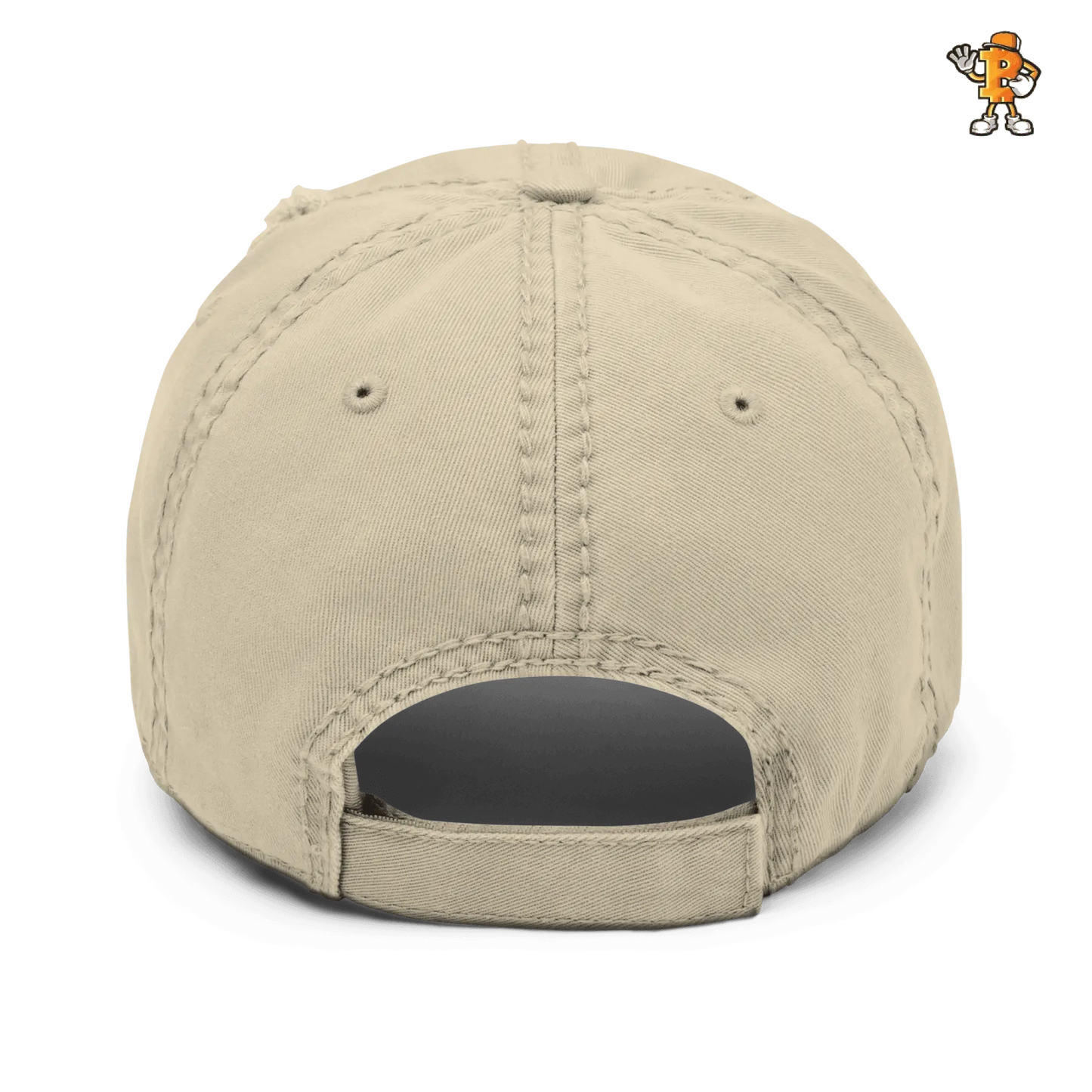 White Angled Bitcoin Embroidered Distressed Dad Hat Back