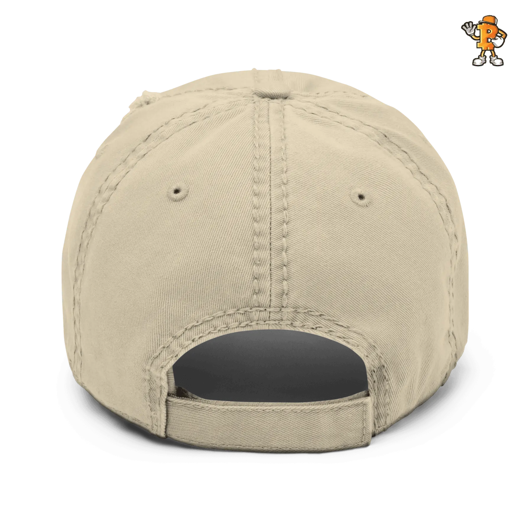 White Angled Bitcoin Embroidered Distressed Dad Hat Back