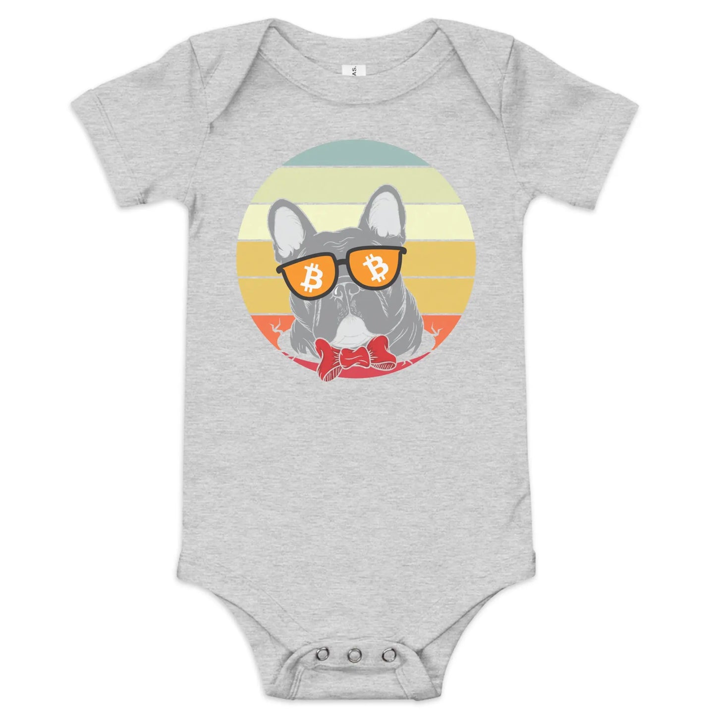 Vintage Dog Lovers - Bitcoin Baby Body Suit - One Piece with Short Sleeve Athletic Heather