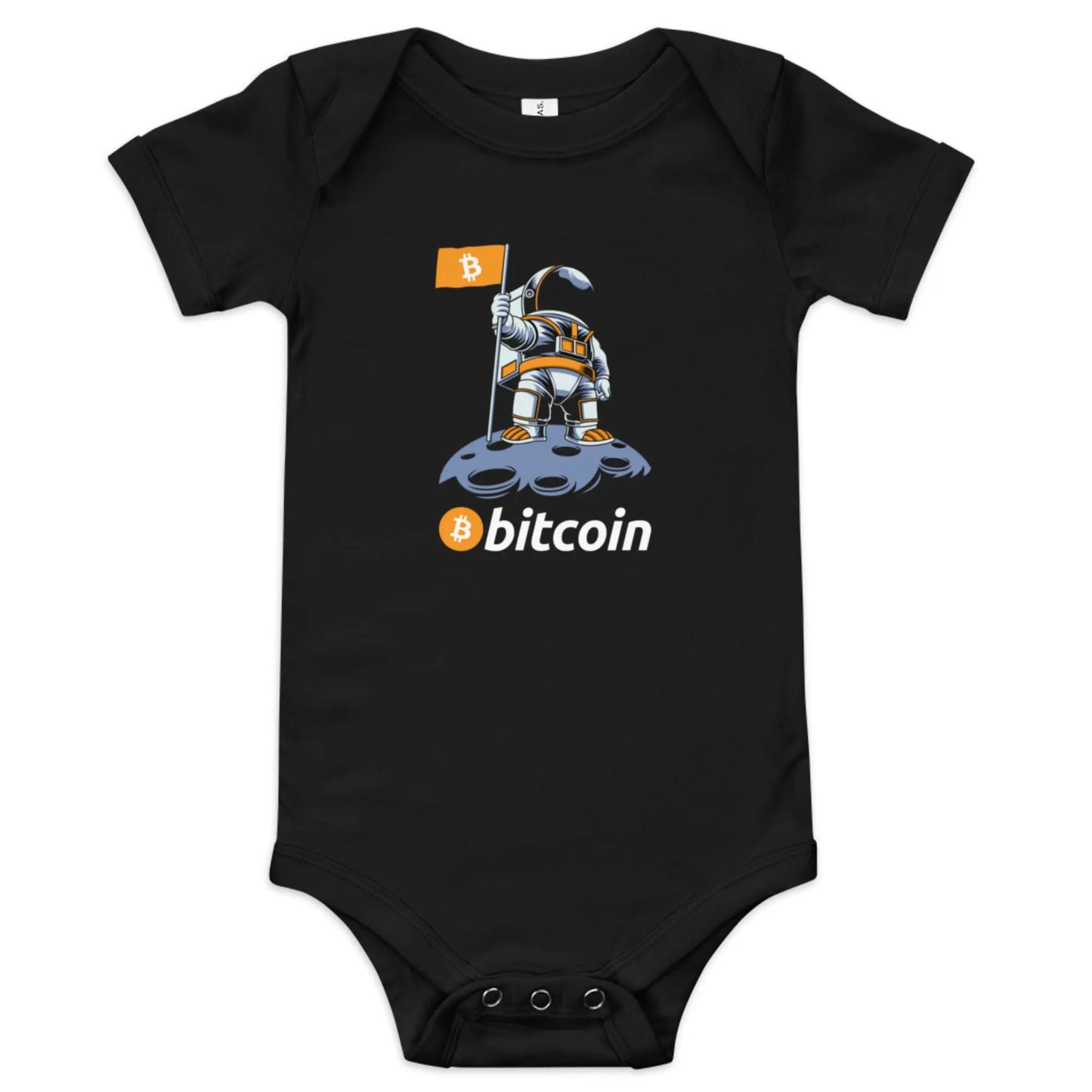Bitcoin To The Moon - Baby Bitcoin Body Suit - One Piece with Short Sleeve Black