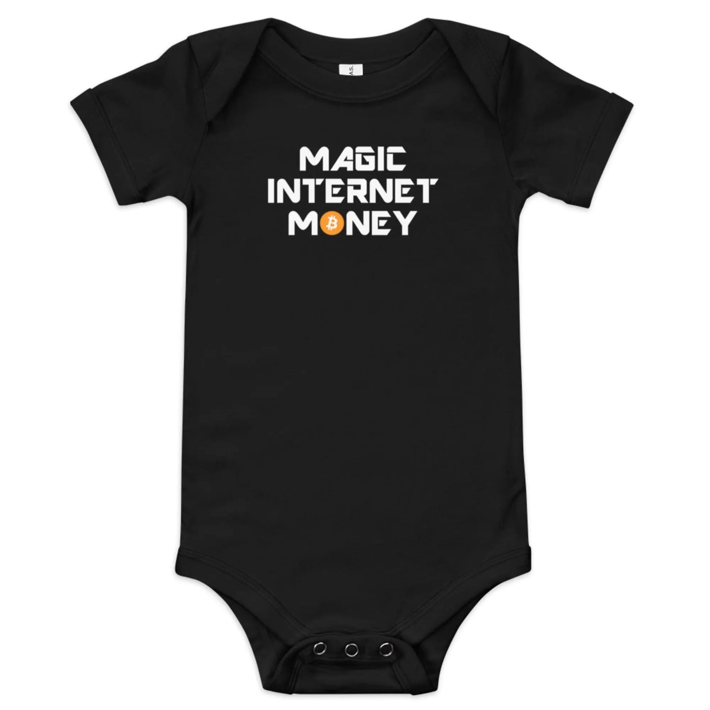 Magic Internet Money - Baby Bitcoin Body Suit - One Piece with Short Sleeve Black