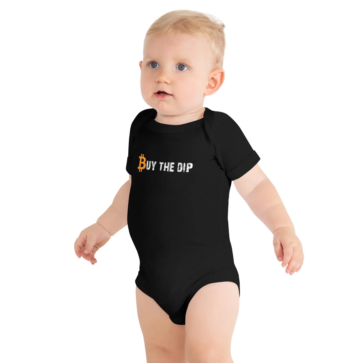 Buy The Dip - Baby Bitcoin Body Suit - One Piece with Short Sleeve Black