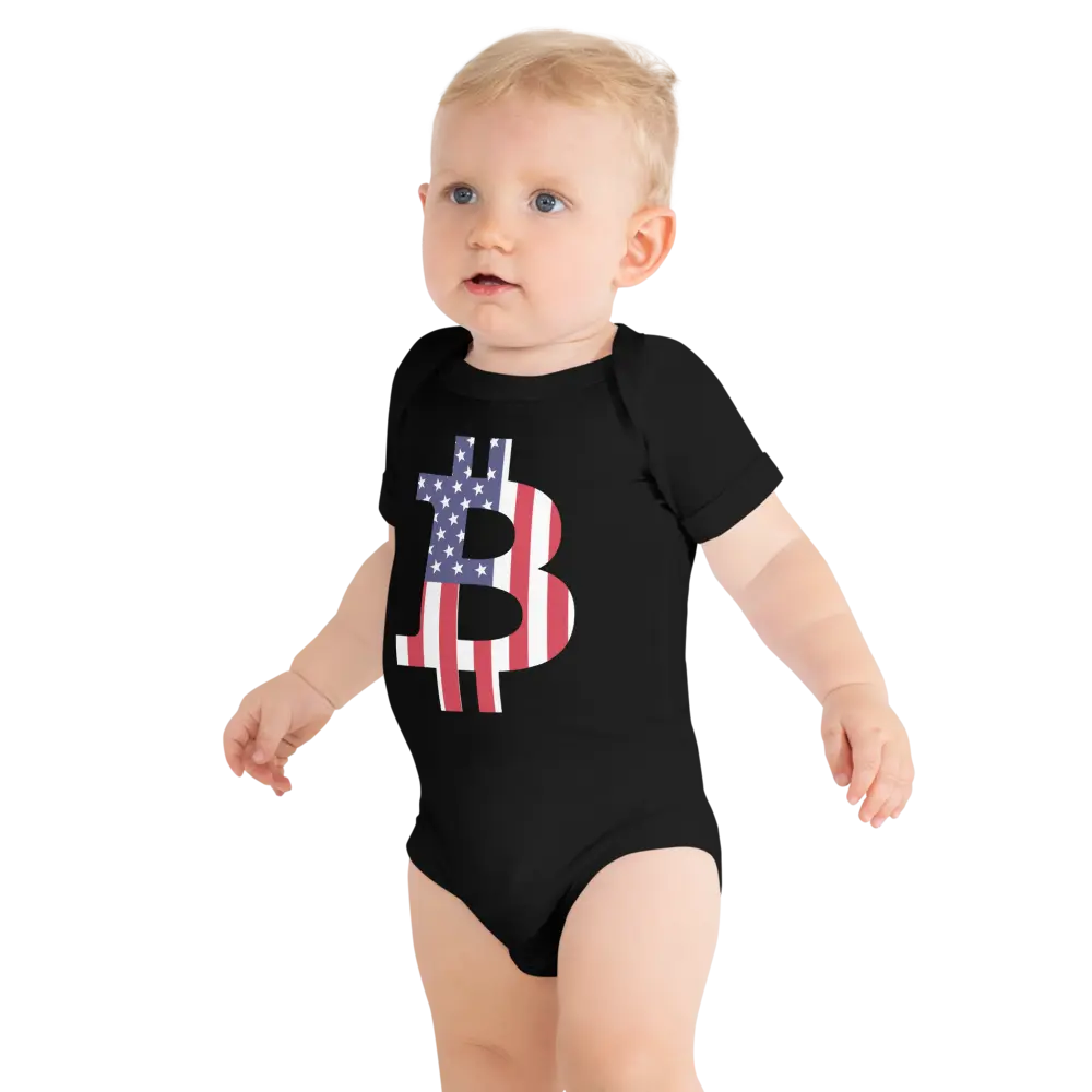 American Bitcoin Flag - Baby Bitcoin Body Suit Store of Value