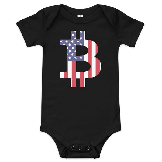 American Bitcoin Flag - Baby Bitcoin Body Suit Store of Value