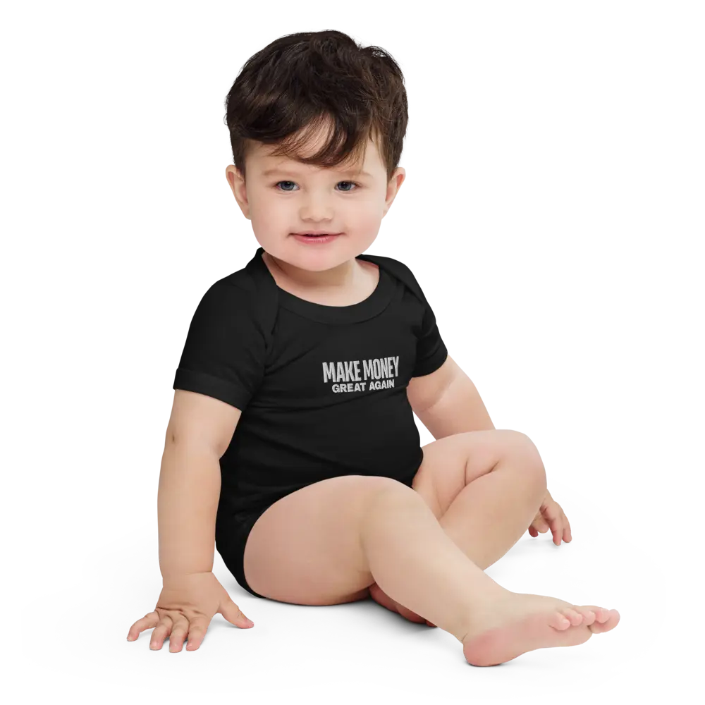 Make Money Great Again - Baby Bitcoin Bodysuit - White Embroidery Store of Value