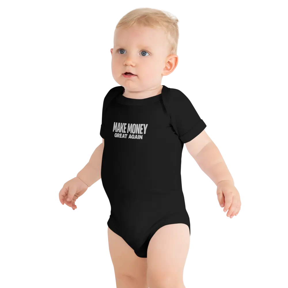 Make Money Great Again - Baby Bitcoin Bodysuit - White Embroidery Store of Value