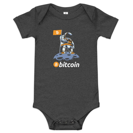 Bitcoin To The Moon - Baby Bitcoin Body Suit - One Piece with Short Sleeve Grey