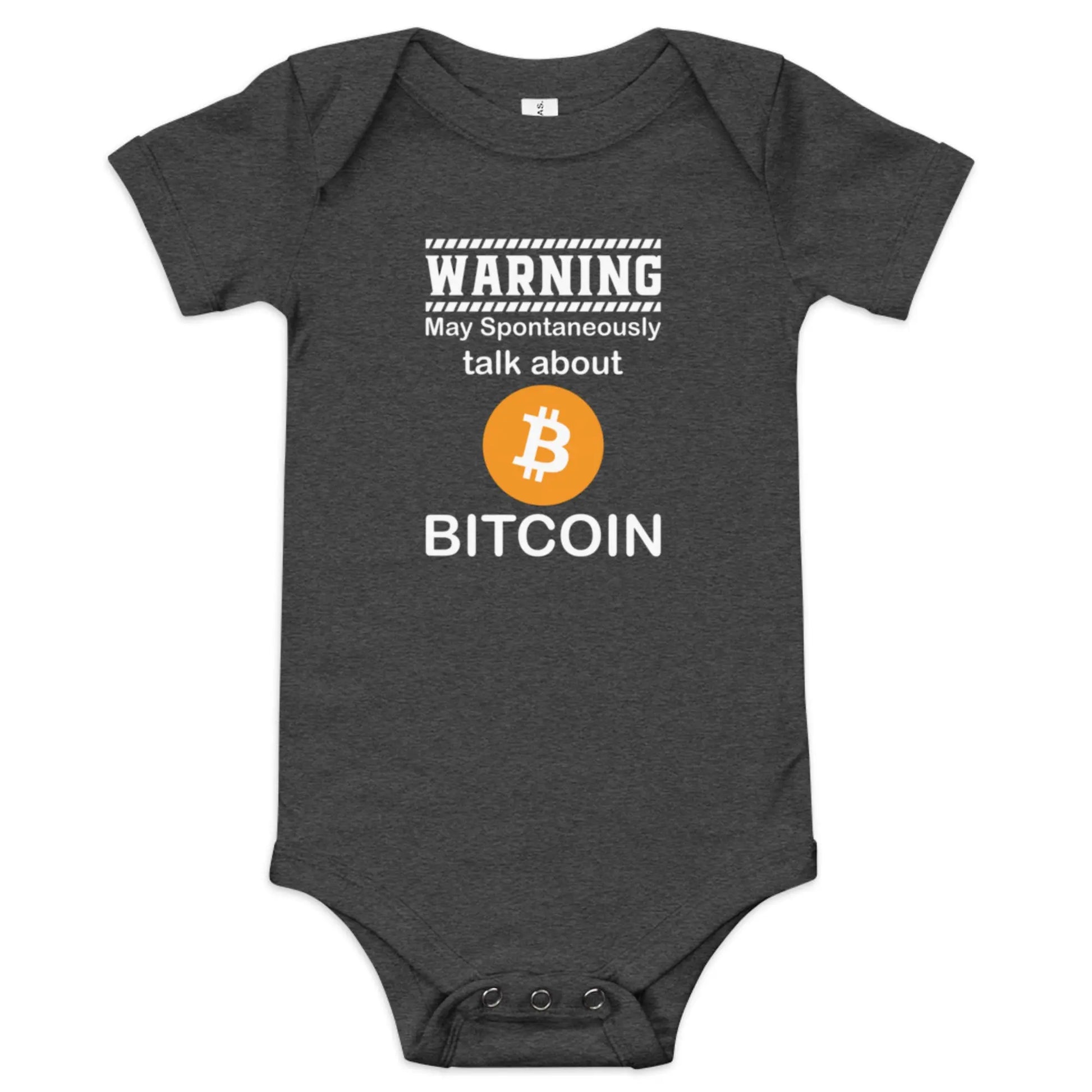 Talk About Bitcoin - Baby Bitcoin Body Suit - One Piece with Short Sleeve Grey
