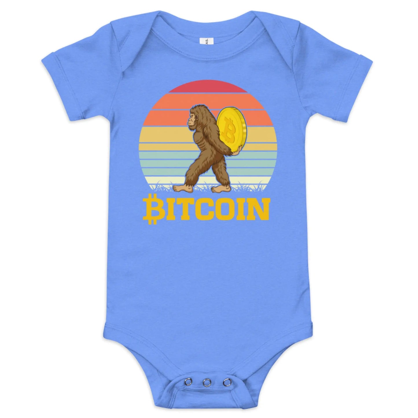 Big Foot - Baby Bitcoin Body Suit - One Piece with Short Sleeve Blue