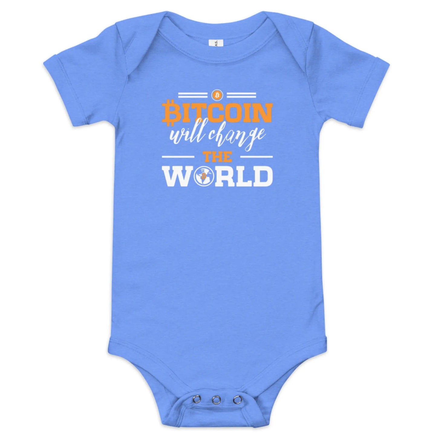 Change The World - Baby Bitcoin Body Suit - One Piece with Short Sleeve Blue