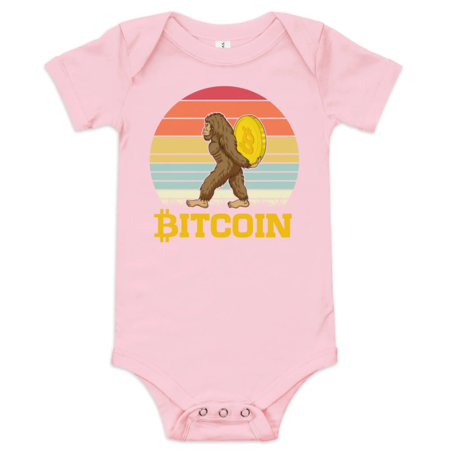 Big Foot - Baby Bitcoin Body Suit - One Piece with Short Sleeve Pink