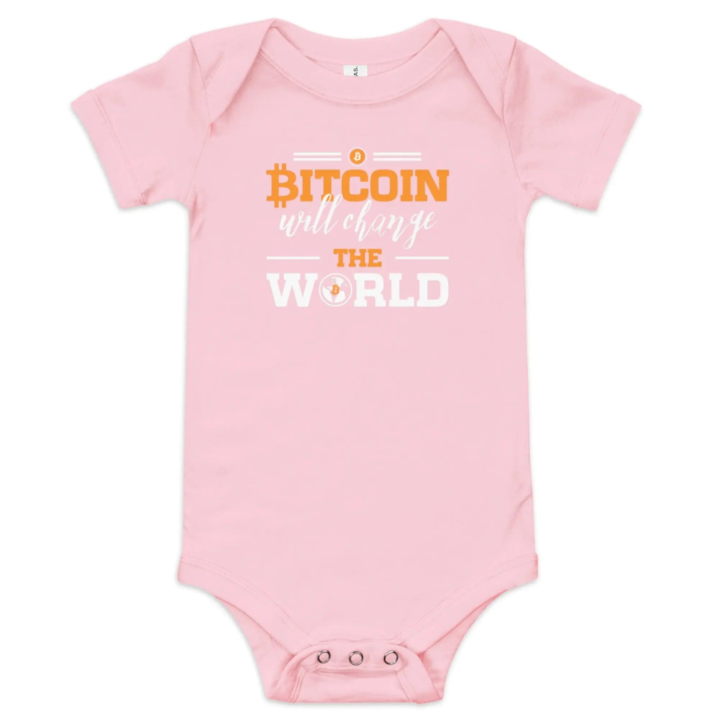 Change The World - Baby Bitcoin Body Suit - One Piece with Short Sleeve Pink