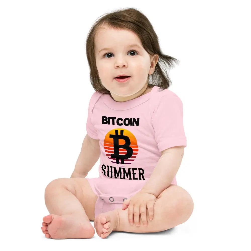 Bitcoin Summer - Baby Bitcoin Body Suit Pink Color