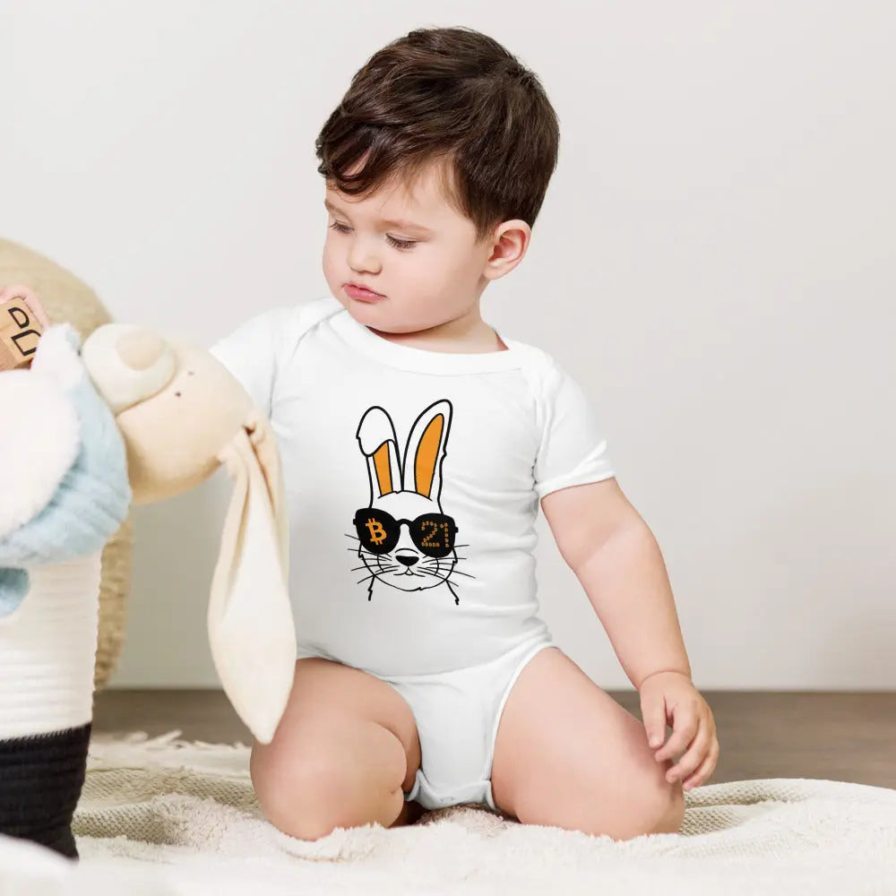Rabbit 21 - Baby Bitcoin Body Suit White Color