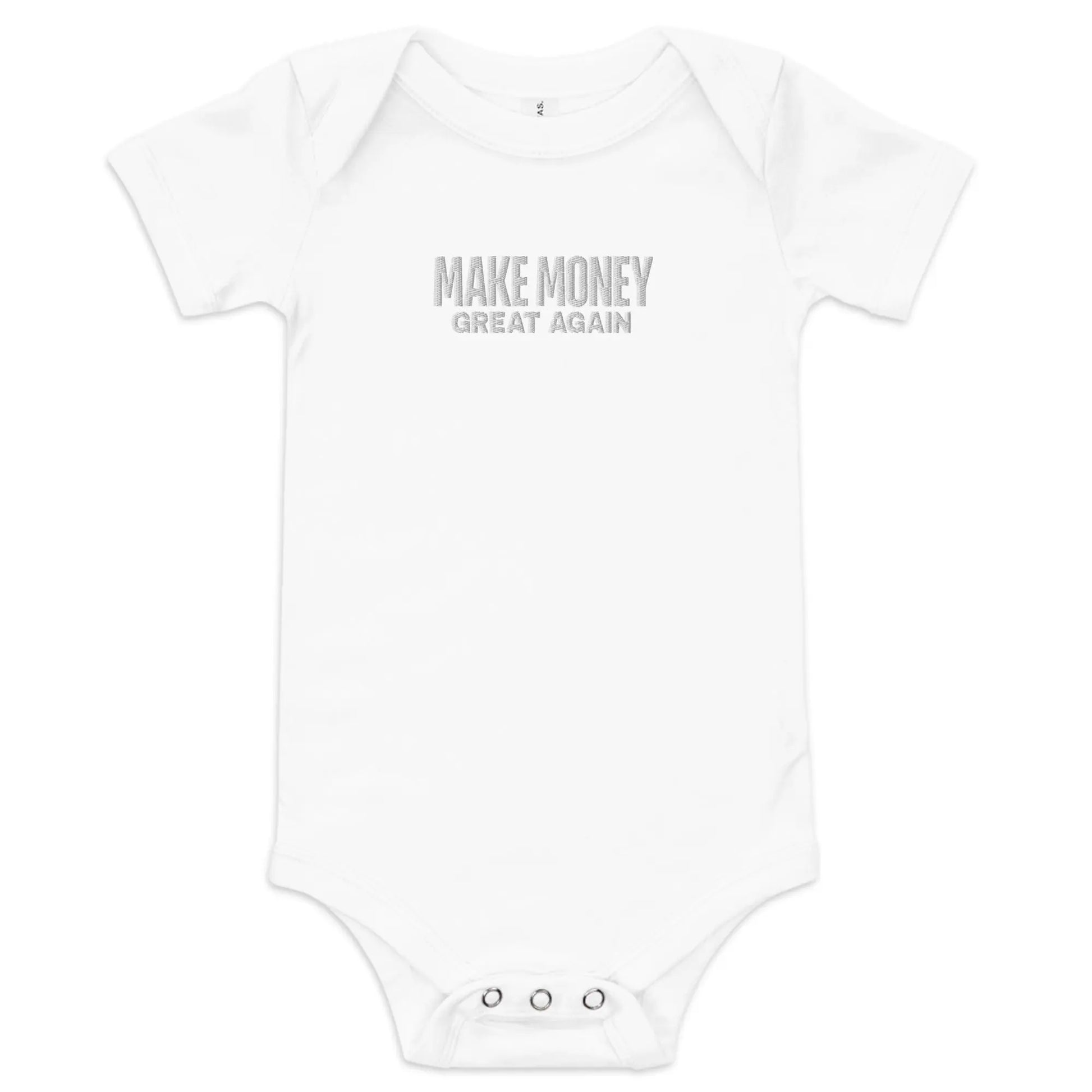 Make Money Great Again - Baby Bitcoin Bodysuit - White Embroidery Store of Value