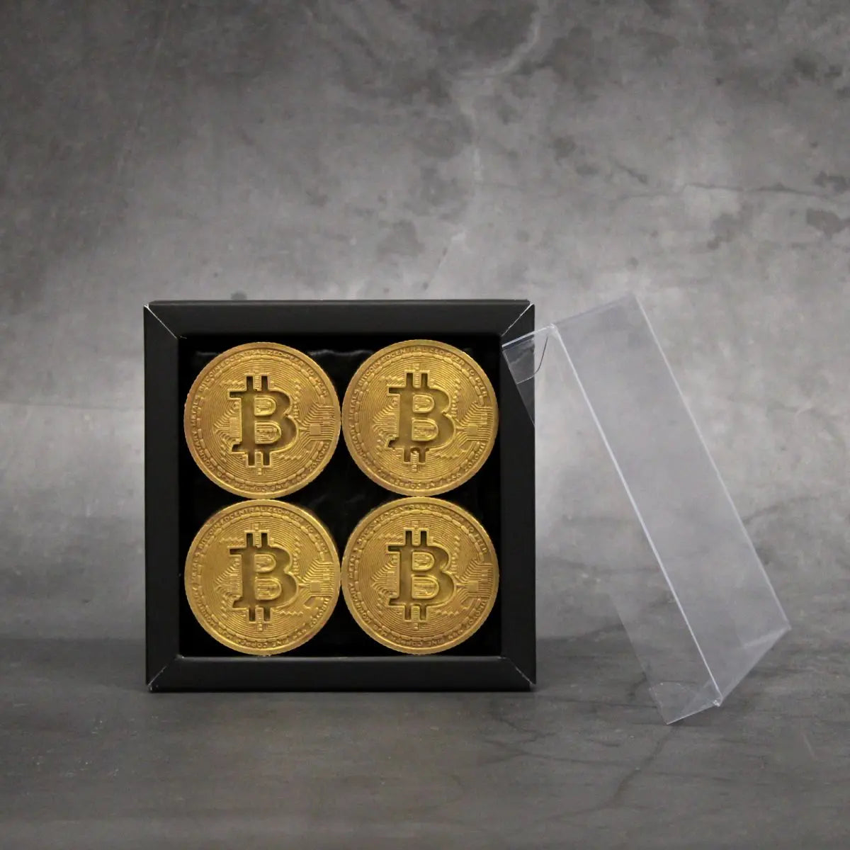 Bitcoin Chocolate Coins - Gold Finish - Finest Belgian Chocolate - Pack of 4 Store of Value