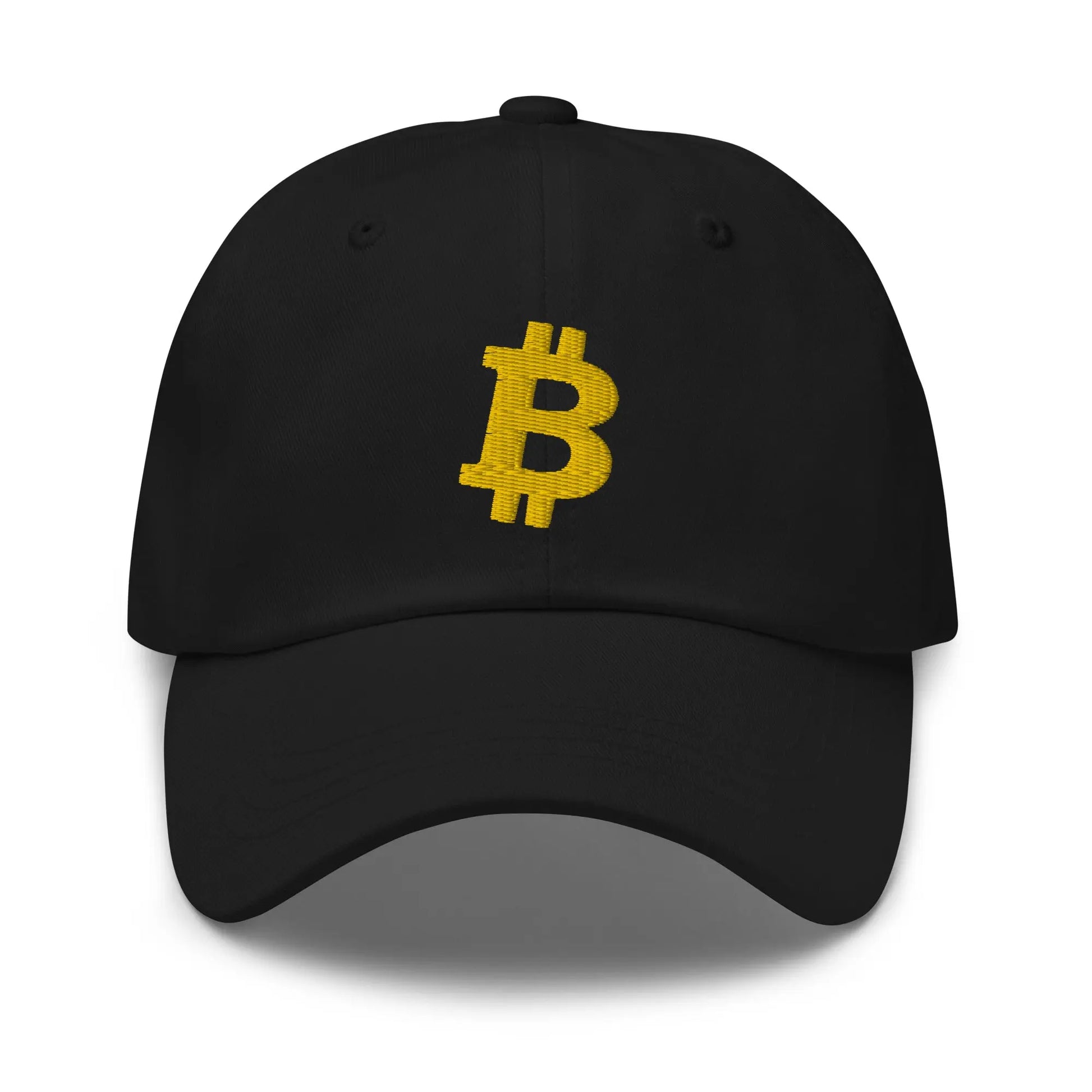 Gold Angled Bitcoin Embroidered Classic Dad Hat Black
