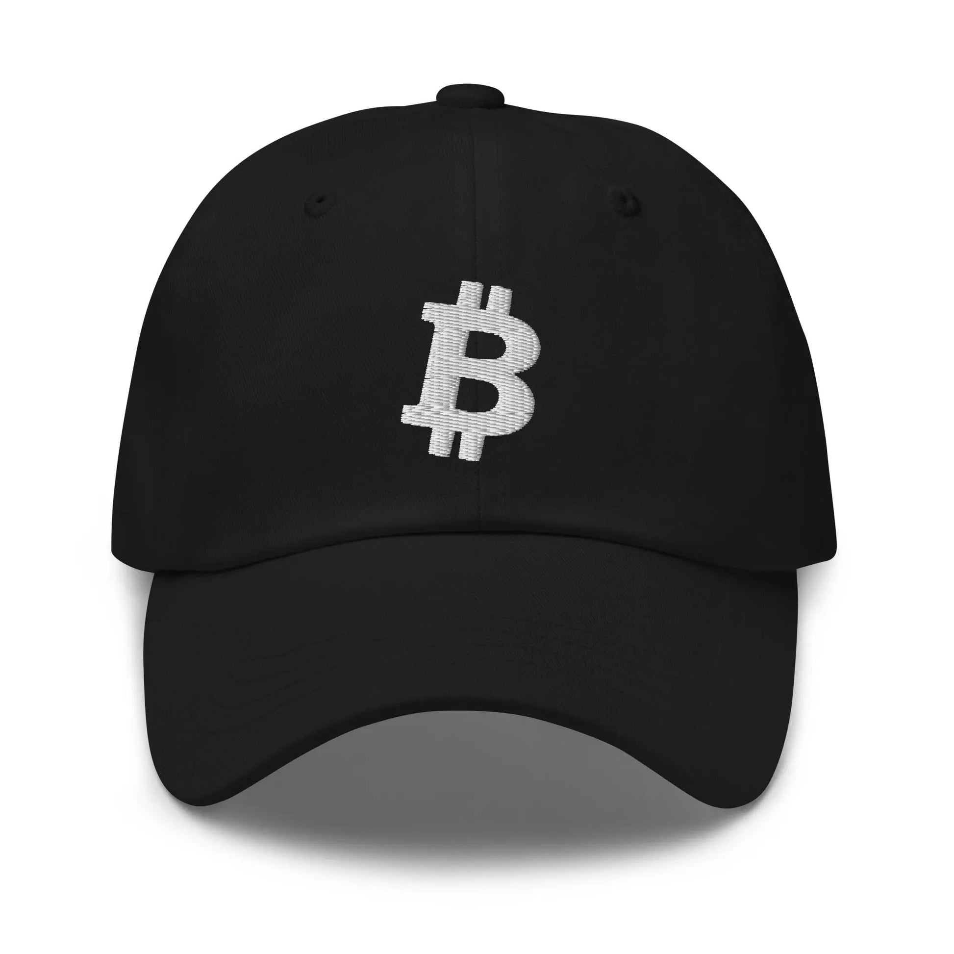 White Angled Bitcoin Embroidered Classic Dad Hat Black