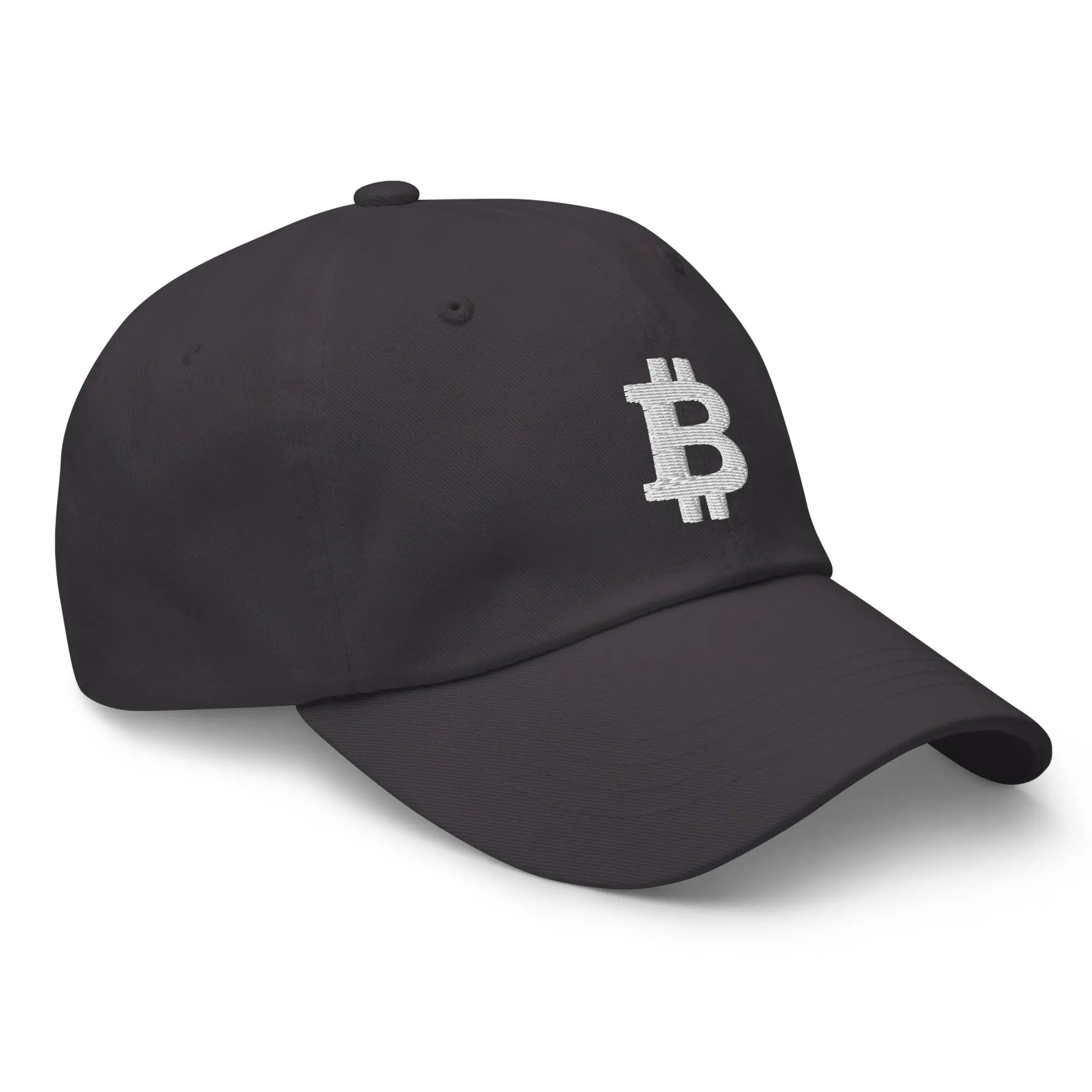 White Angled Bitcoin Embroidered Classic Dad Hat Grey