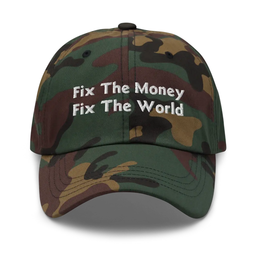 Fix the Money - Fix The World - Classic Bitcoin Hat - White Embroidery Store of Value