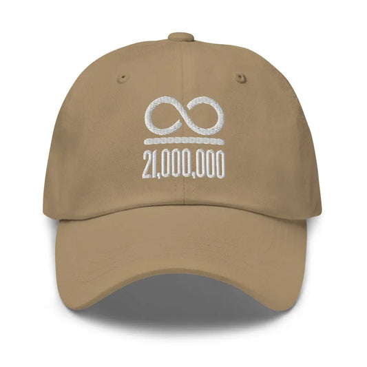 Infinity Divided By 21 Million - White Embroidery - Classic Bitcoin Hat Store of Value