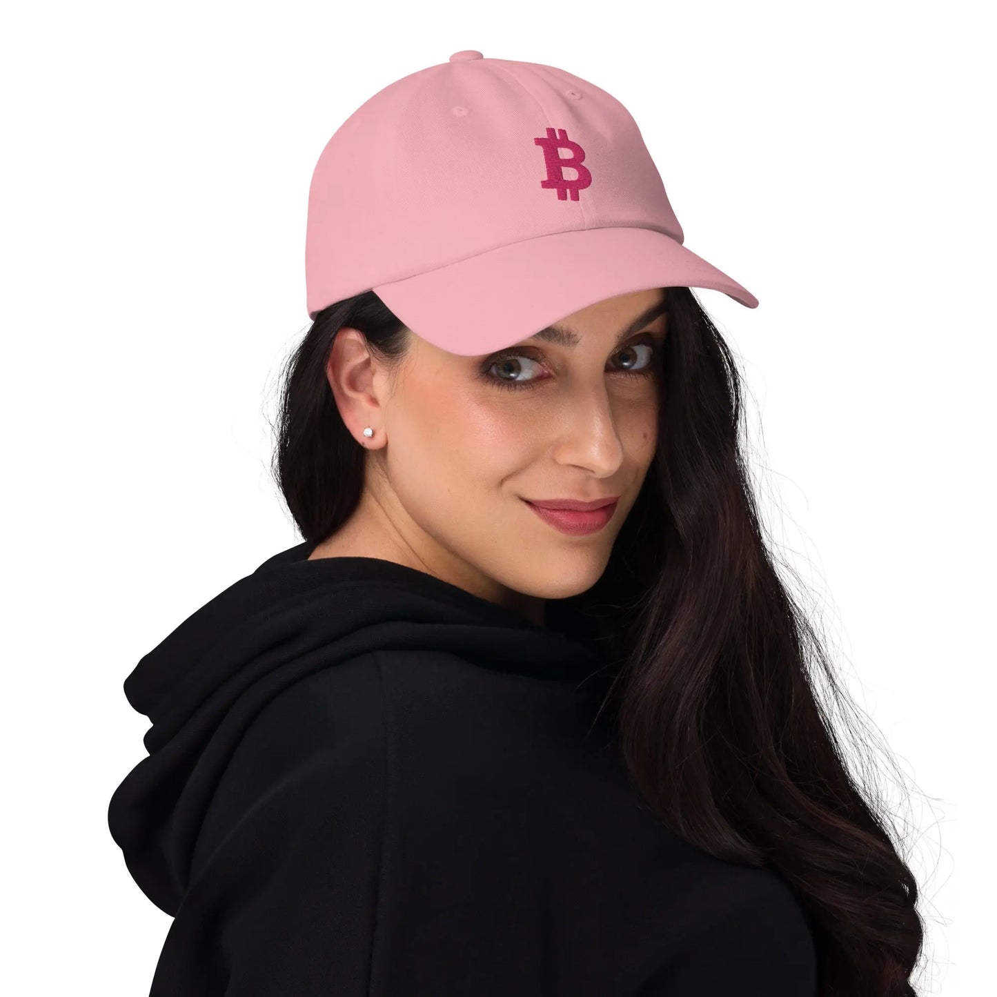 Flamingo Angled Bitcoin Embroidered Classic Dad Hat Pink