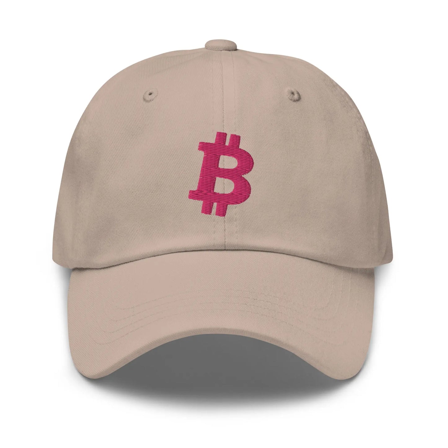 Flamingo Angled Bitcoin Embroidered Classic Dad Hat Stone