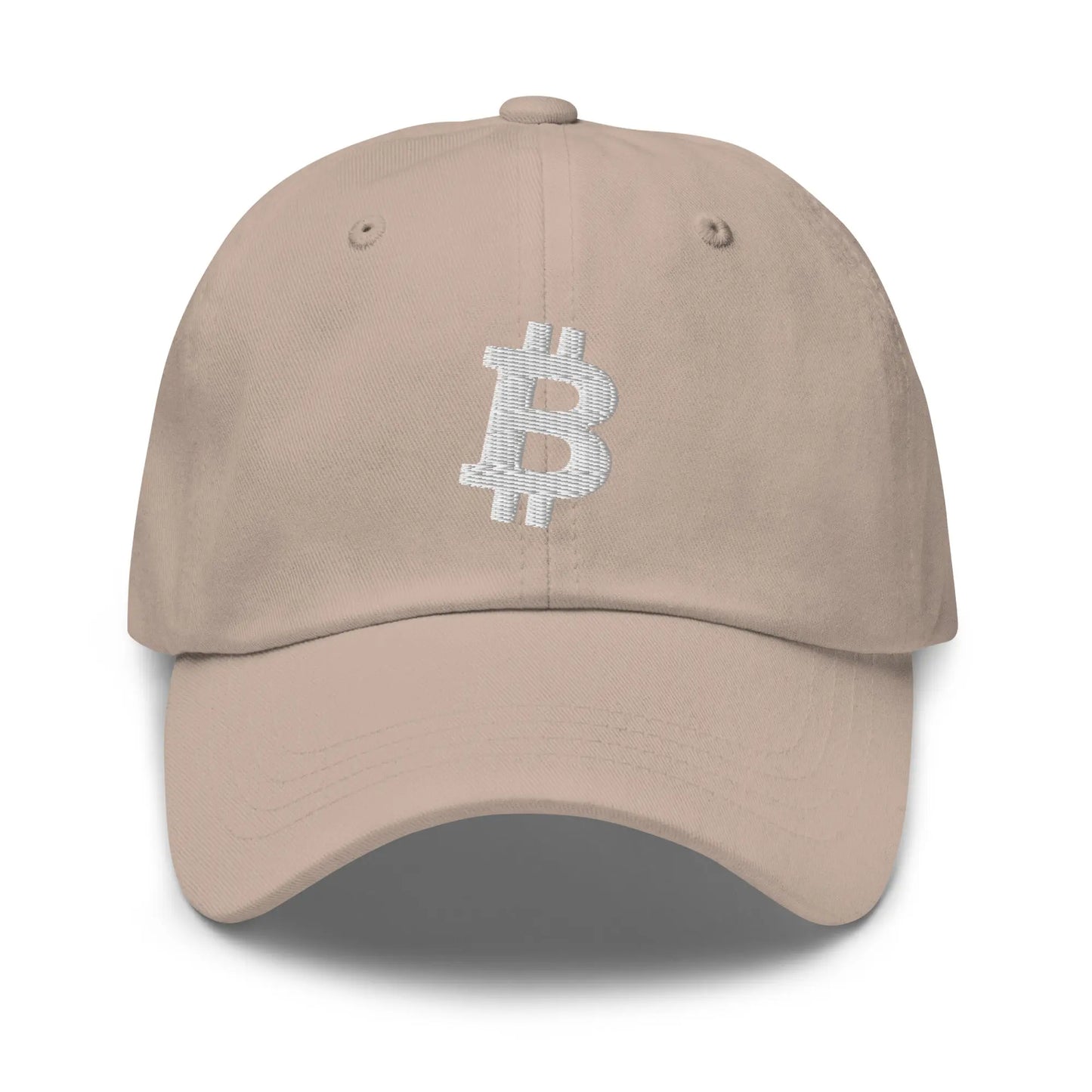 White Angled Bitcoin Embroidered Classic Dad Hat Stone