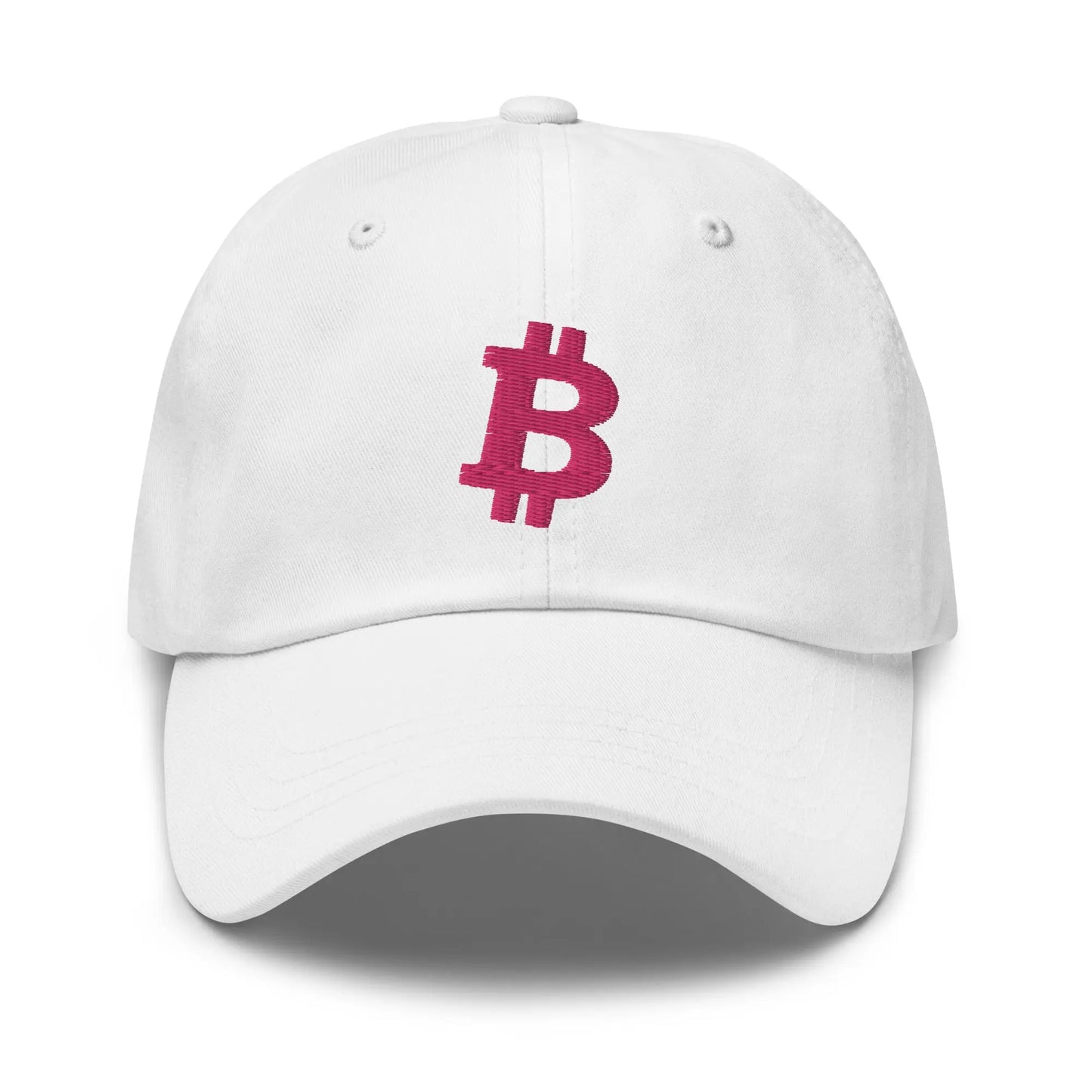 Flamingo Angled Bitcoin Embroidered Classic Dad Hat White