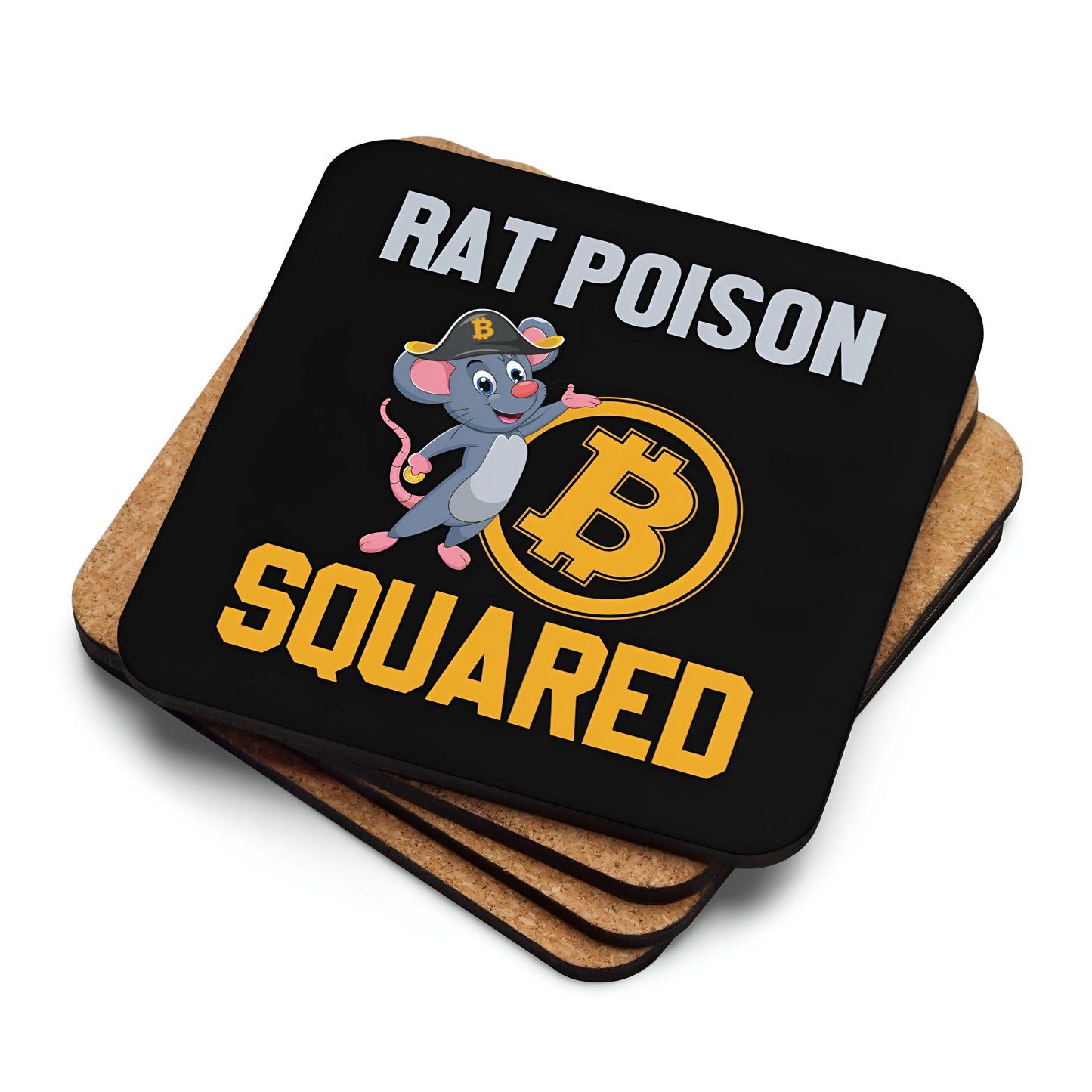 Rat Poison Squared Bitcoin Cork-back coaster