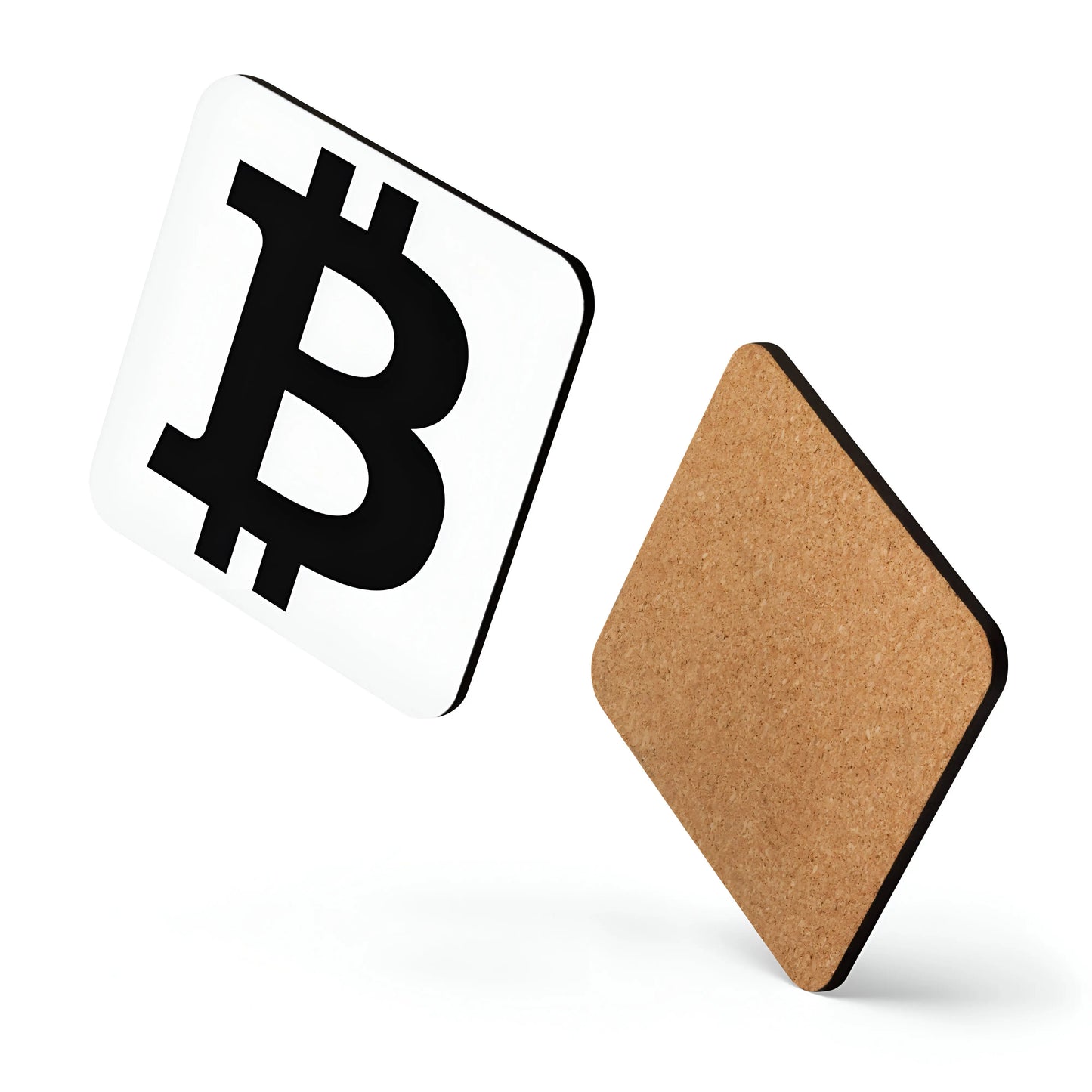 Bitcoin Cork-Back Coaster Black Bitcoin Symbol