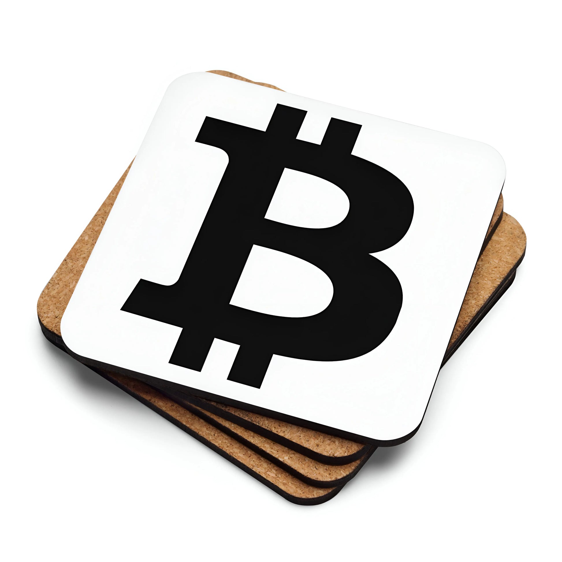 Bitcoin Cork-Back Coaster Black Bitcoin Symbol