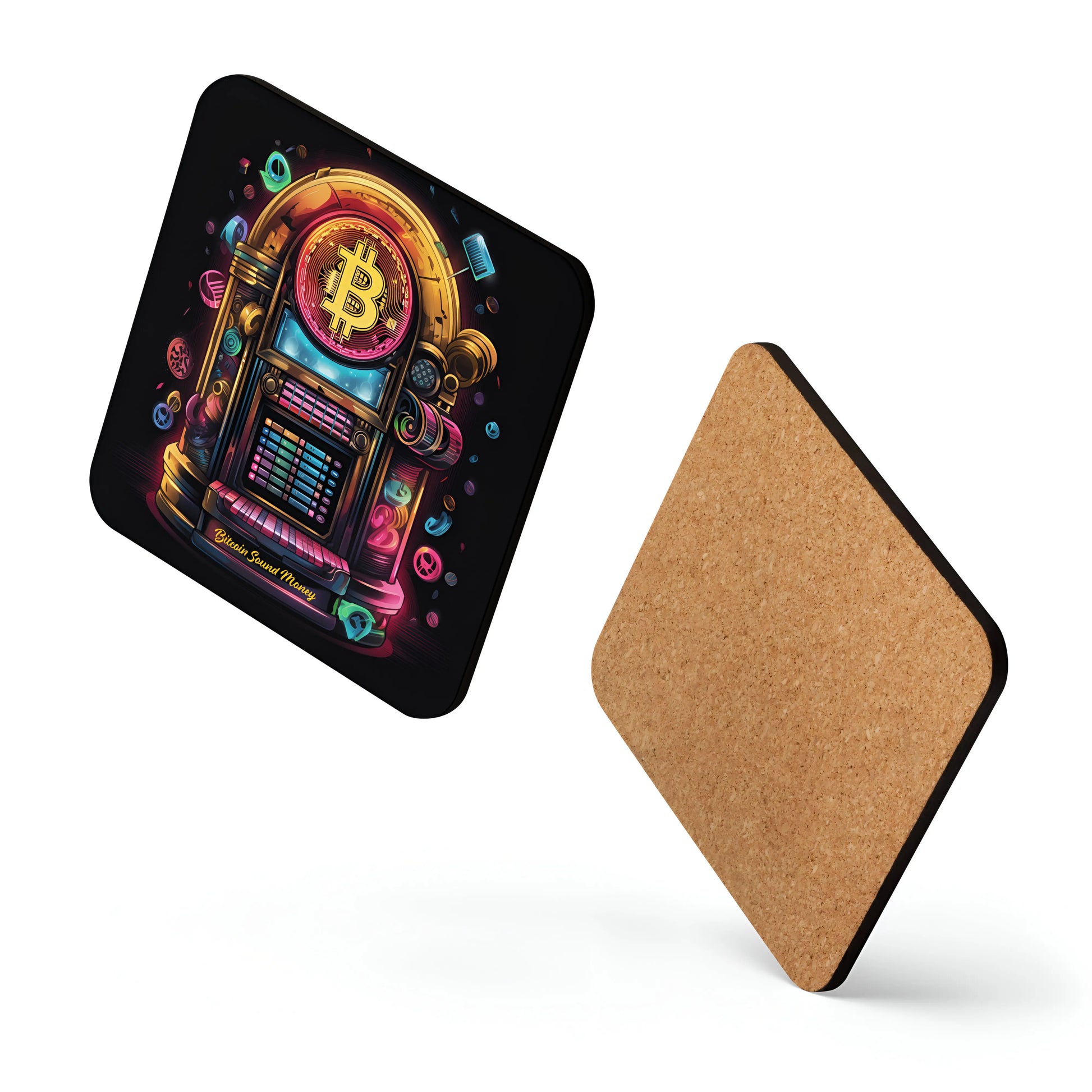 Bitcoin Juke Box Sound Money Cork-back coaster