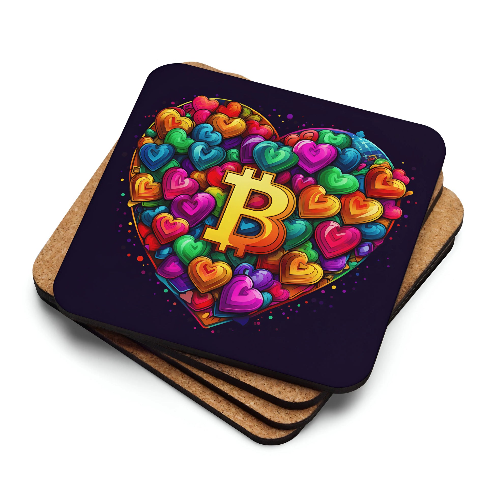 Bitcoin is Love Glossy Cork-Back Coaster