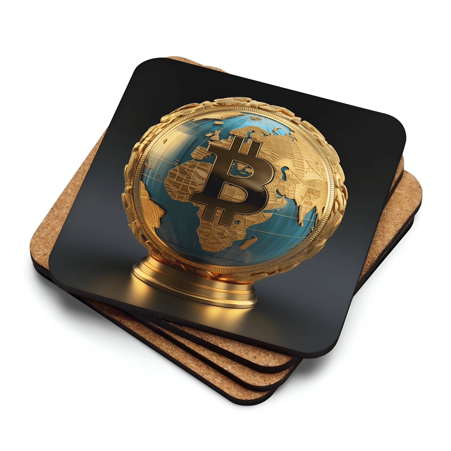 Bitcoin Globe Cork-back coaster