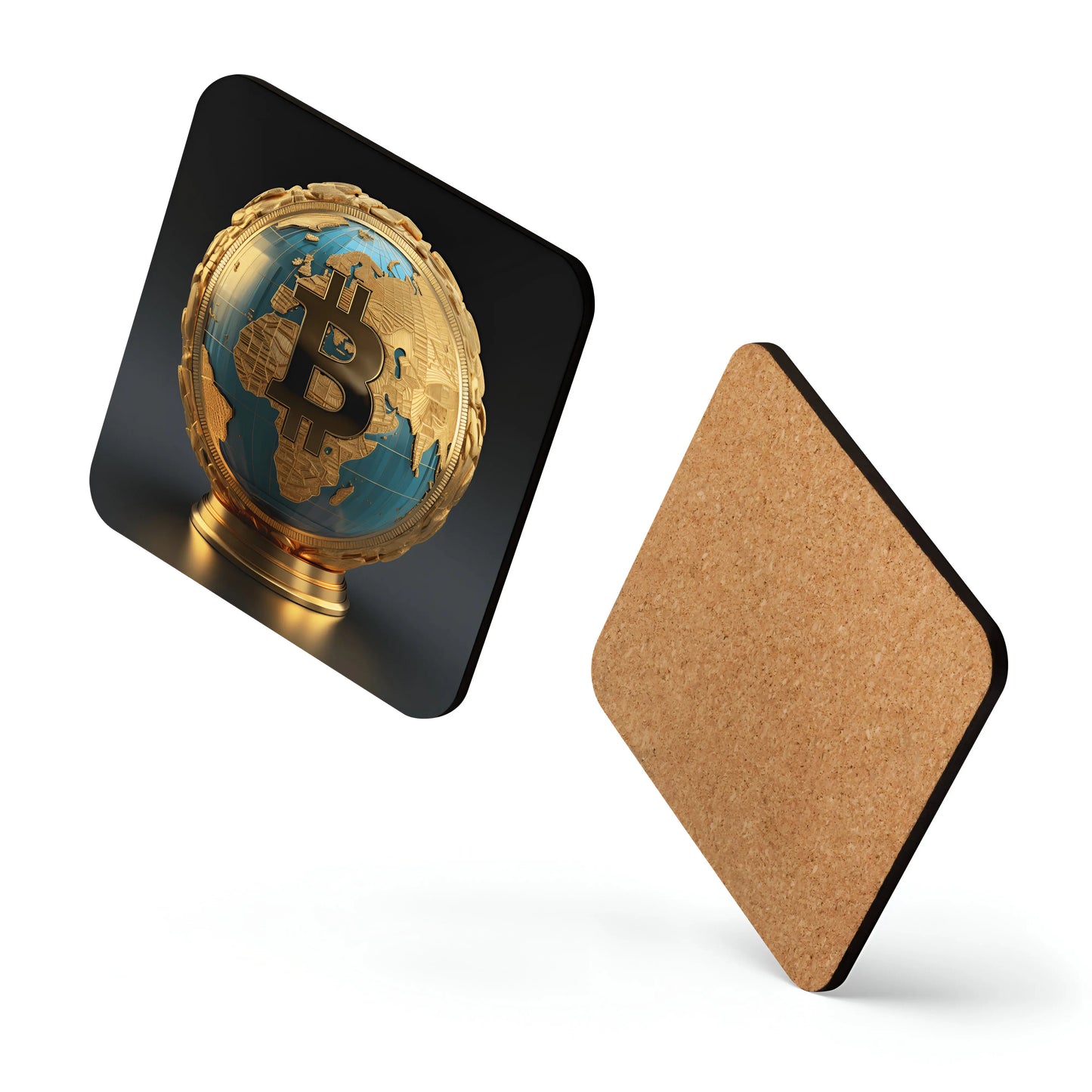 Bitcoin Globe Cork-back coaster