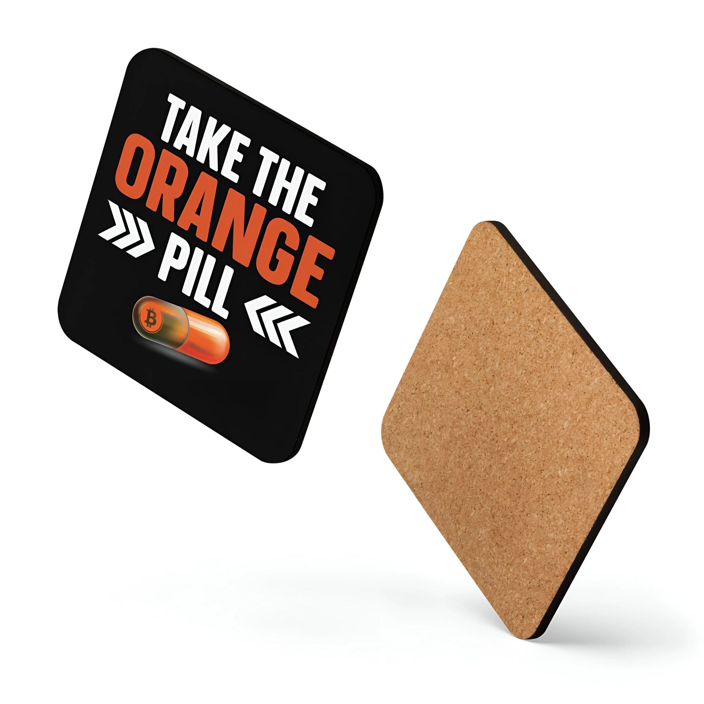 Take the Orange Pill Bitcoin Cork-Back Coaster