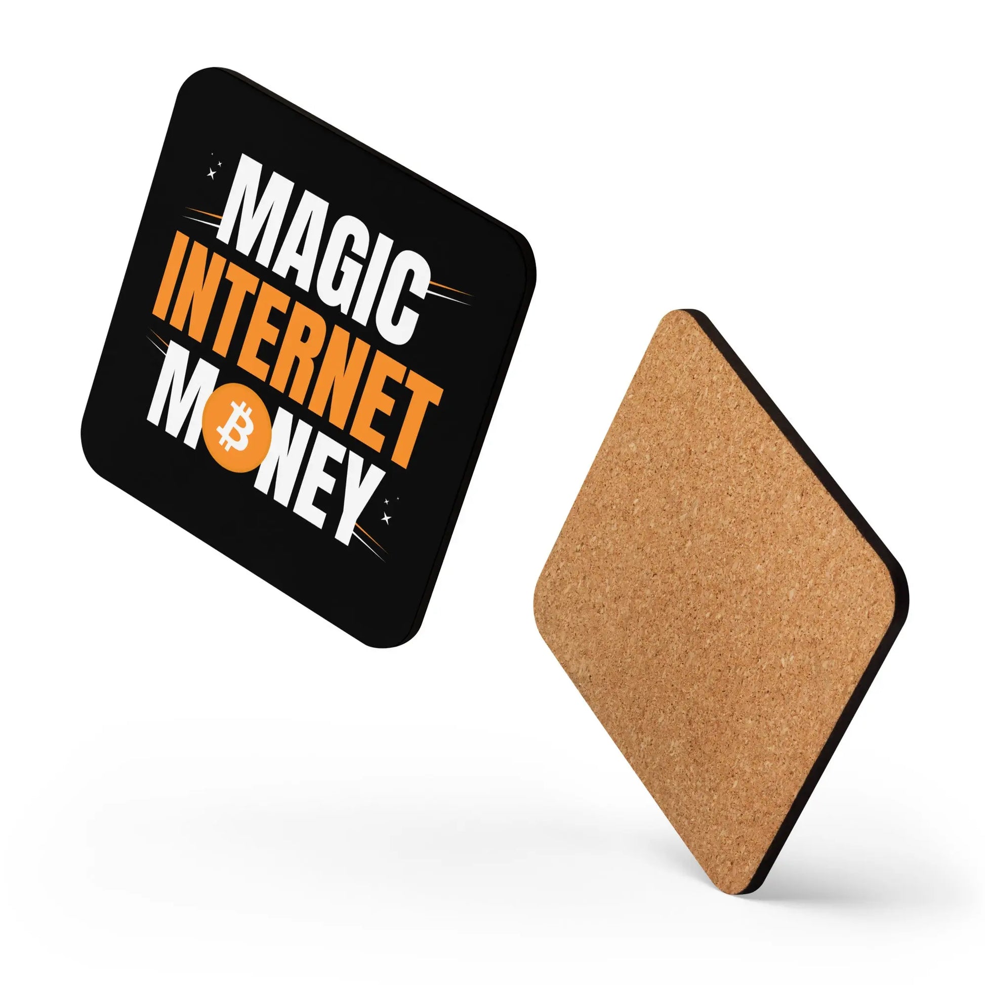 Magic Internet Money - Cork-back Bitcoin Coaster