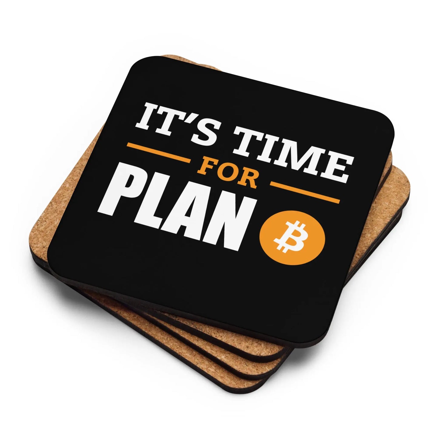 Plan B - Cork-back Bitcoin Coaster