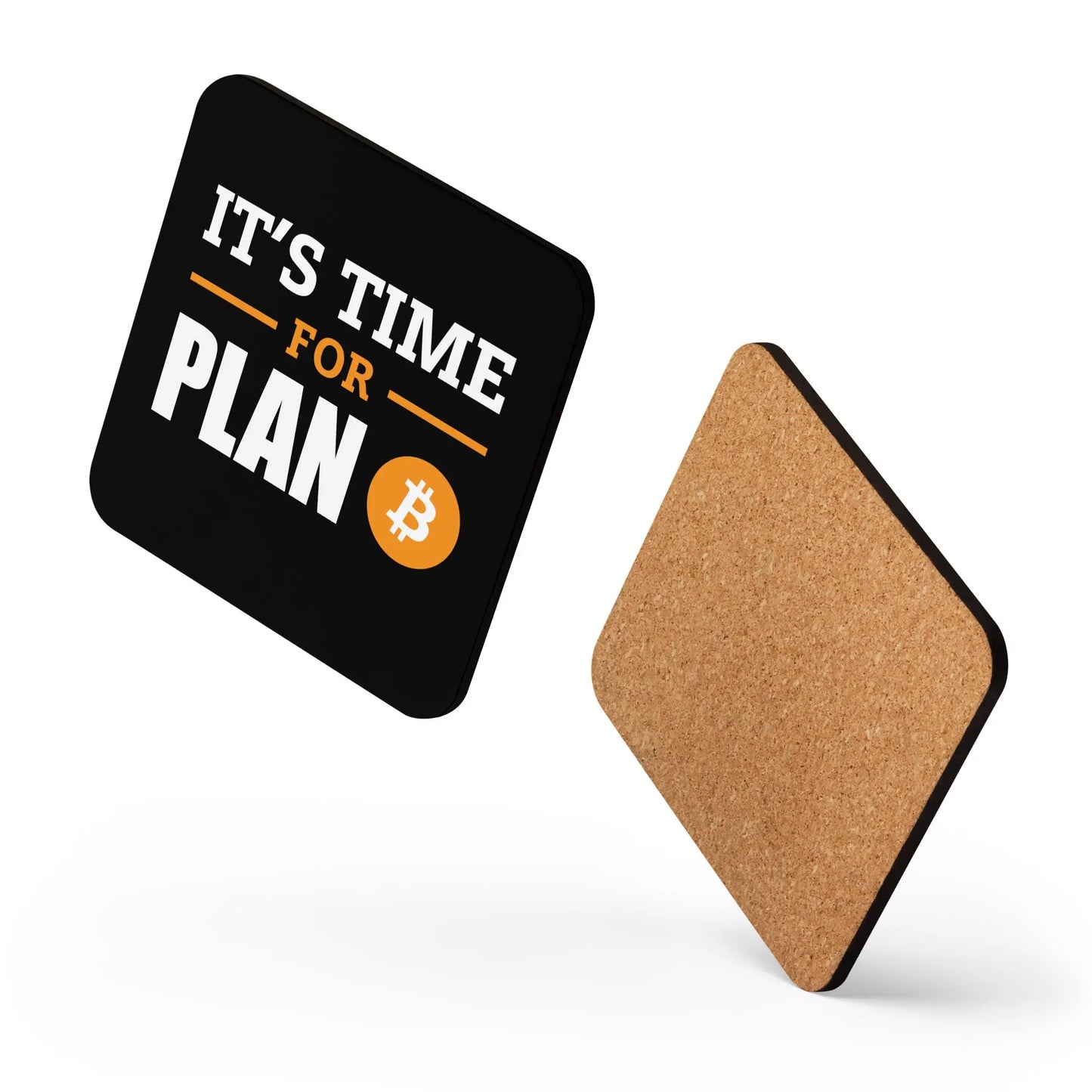 Plan B - Cork-back Bitcoin Coaster