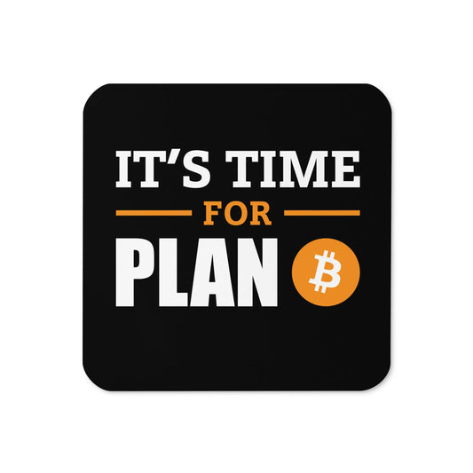 Plan B - Cork-back Bitcoin Coaster