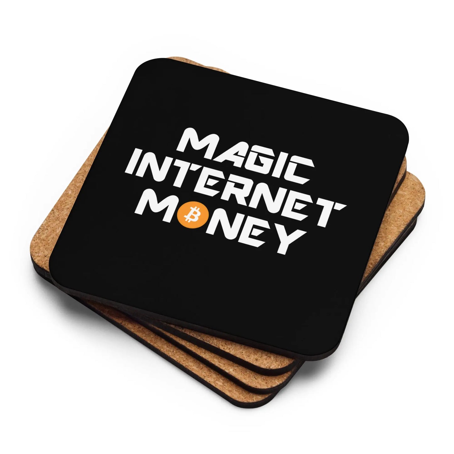 Magic Internet Money - Cork-back Bitcoin Coaster