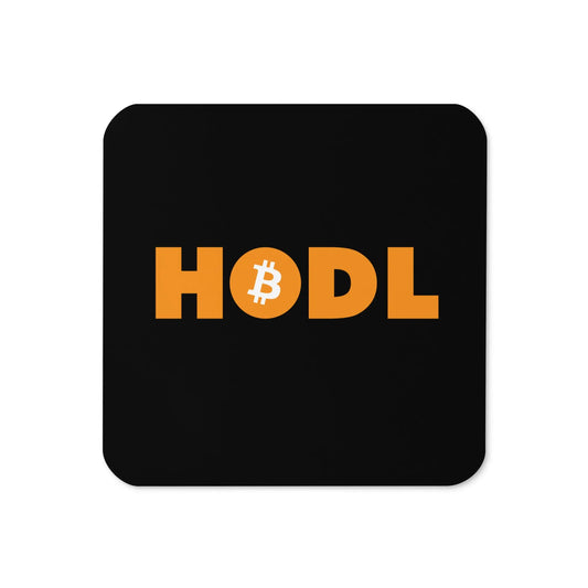 HODL - Cork-back Bitcoin Coaster