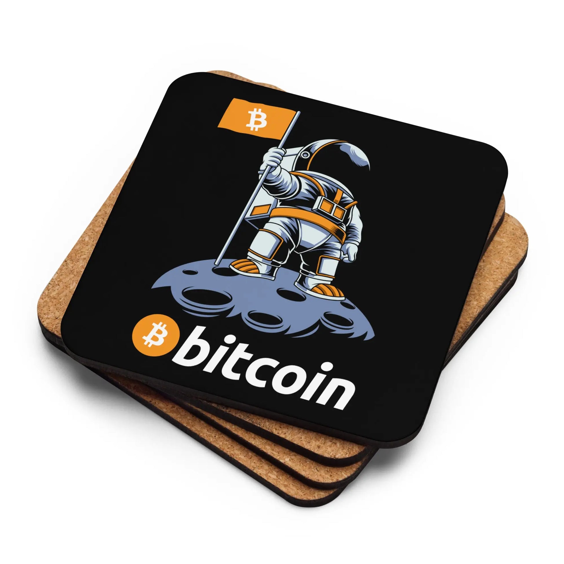 Bitcoin To The Moon - Cork-back Bitcoin Coaster