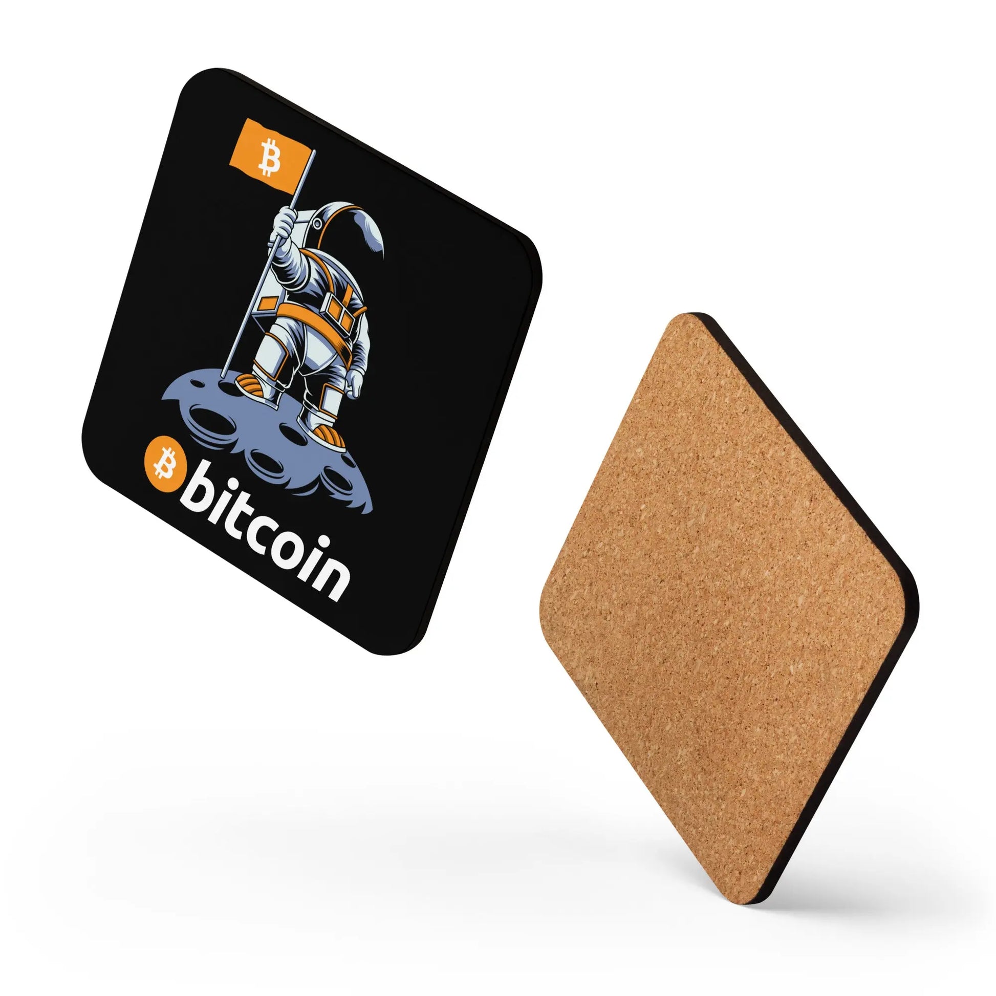 Bitcoin To The Moon - Cork-back Bitcoin Coaster