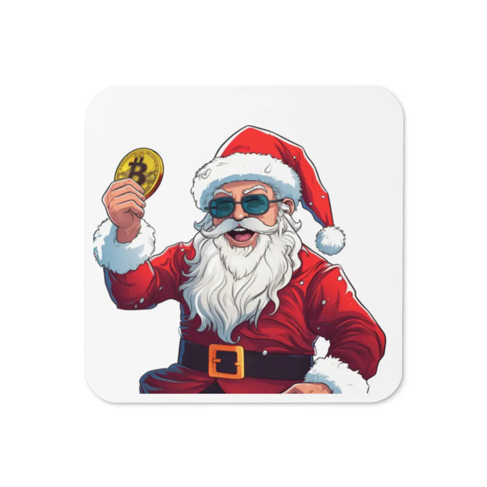 Happy Santa - Cork-back Bitcoin Coaster Store of Value