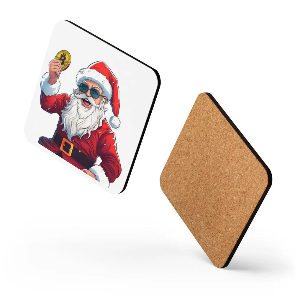 Happy Santa - Cork-back Bitcoin Coaster Store of Value