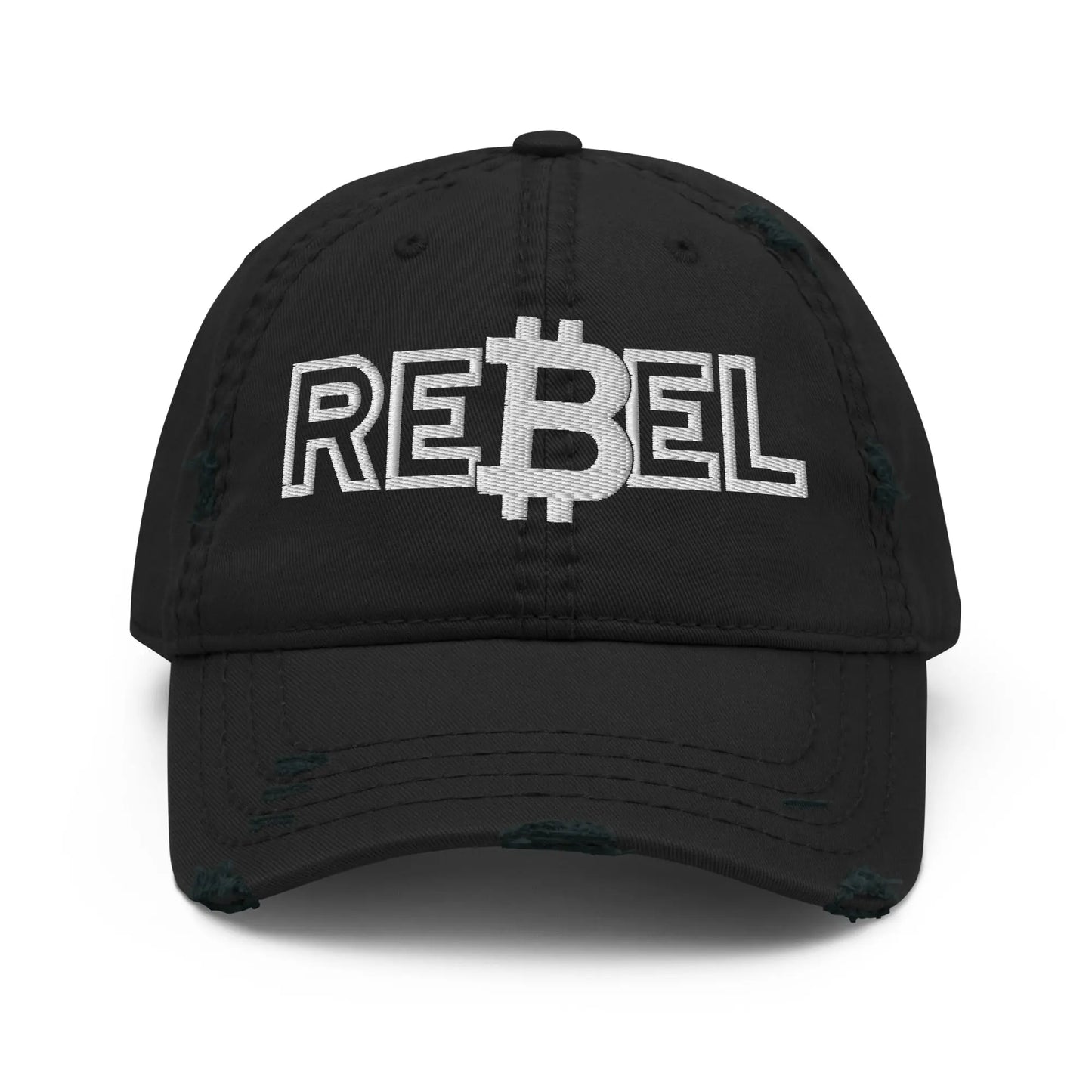 Rebel - Distressed Hat - White Embroidery Store of Value